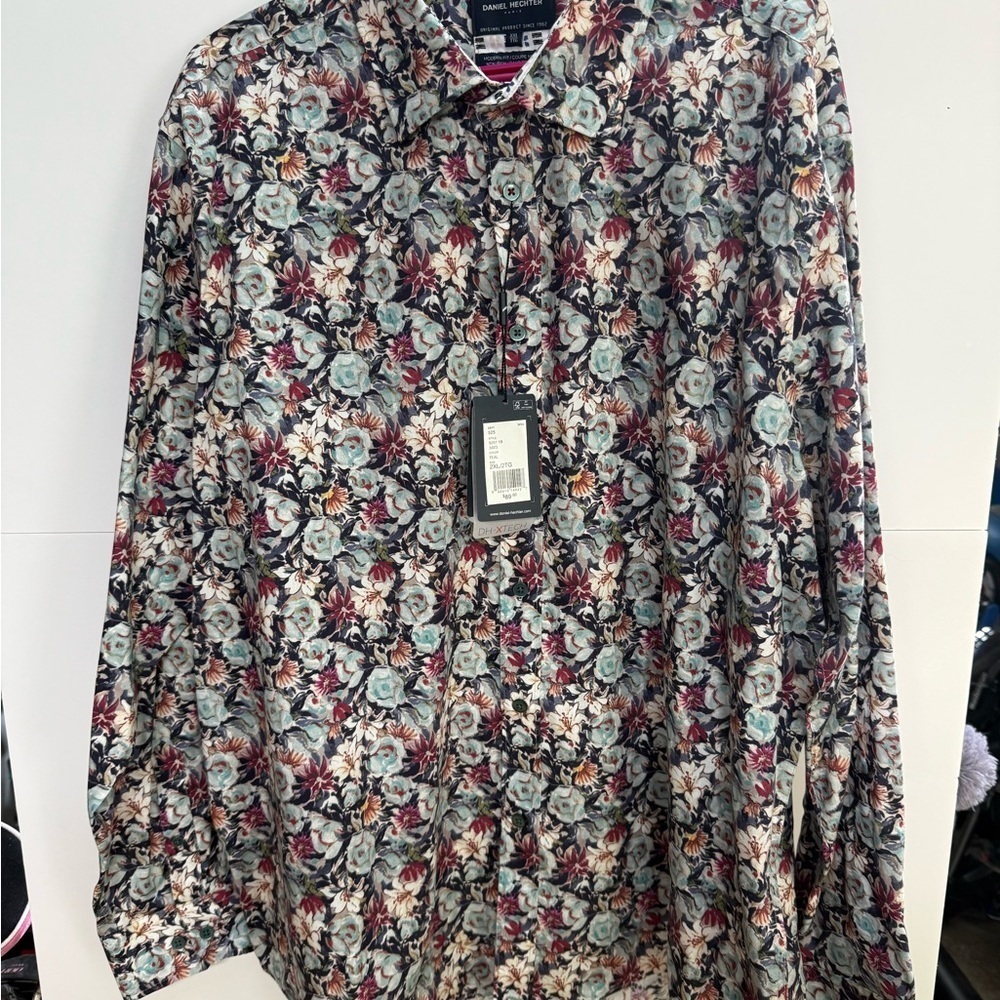 Daniel Hechter Red and Blue Casual Button Down Shirt